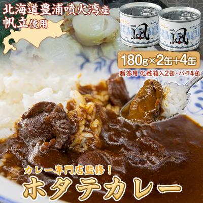 ふるさと納税 豊浦町 北海道 豊浦 噴火湾産 ホタテカレー 180g×2缶[贈答用・化粧箱入り]+4缶