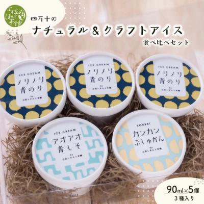 ふるさと納税 四万十市 家に来る“高知"四万十のナチュラル&amp;クラフトアイス食べ比べセット90ml×5カップ(3種)