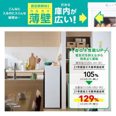 ふるさと納税 角田市 ☆リニューアル☆スリム冷凍庫 80L IUSN-S8D-W