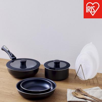 ふるさと納税 角田市 フライパンセット ダイヤモンドコートパン9点 IH・ガス火対応 NTF-SEI9 ブラックメタリック