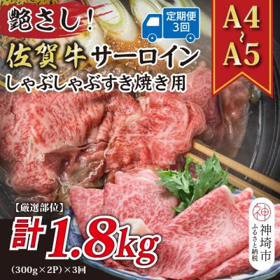 ふるさと納税 神埼市 [3か月定期便][A4〜A5]佐賀牛サーロイン 600g(小分け)×3回(H112205)