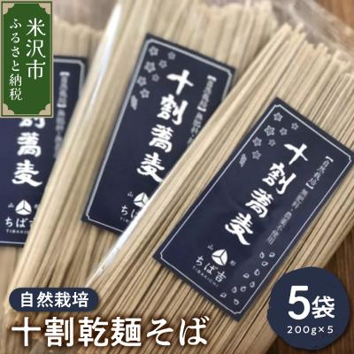 ふるさと納税 米沢市 自然栽培 十割 乾麺 そば 200g×5袋 計1kg 国産 でわかおり 蕎麦粉 100% | 