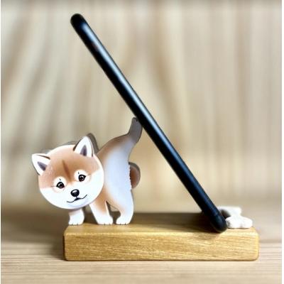 ふるさと納税 佐川町 [柴犬]君は放物線を見たか? 犬のスマートフォンスタンド 木工房ゆうむ