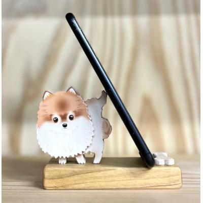 ふるさと納税 佐川町 [ポメラニアン]君は放物線を見たか? 犬のスマートフォンスタンド 木工房ゆうむ