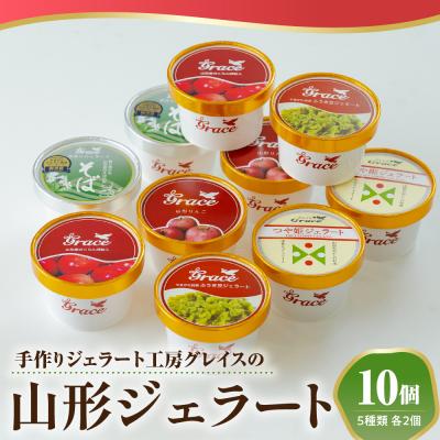 ふるさと納税 米沢市 山形ジェラート 10個 詰合せ ( 5種類 各 2個 100ml /個 )