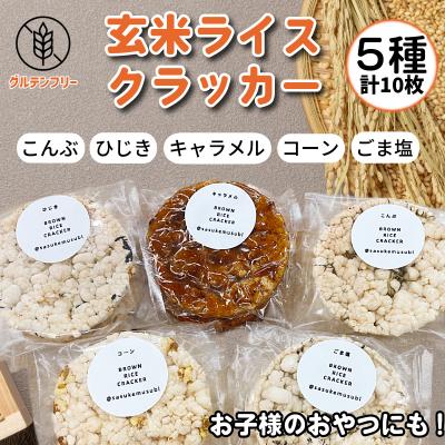 ふるさと納税 小松島市 玄米 ライスクラッカー 5種(計10枚) 玄米 煎餅 グルテンフリー ポンせんべい 国産米 米