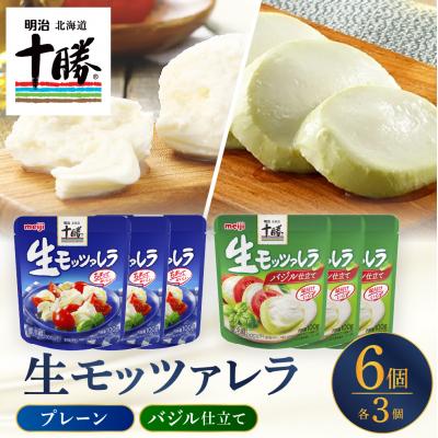 ふるさと納税 芽室町 明治北海道十勝生モッツァレラ プレーン×バジル 各100g×3パック me003-124c