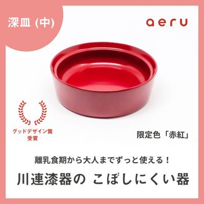 ふるさと納税 湯沢市 aeru 川連漆器のこぼしにくい器 深皿 赤紅[N5-15602]
