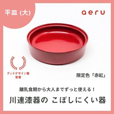 ふるさと納税 湯沢市 aeru 川連漆器のこぼしにくい器 平皿 赤紅[D15602]