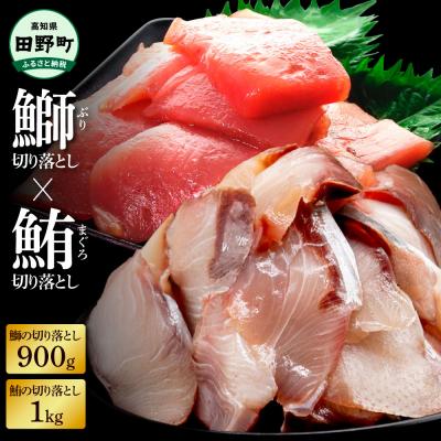 ふるさと納税 田野町 〜四国一小さなまち〜 天然マグロ切り落とし1kg×ぶり切り落とし900g まぐろ 鮪 ブリ 鰤
