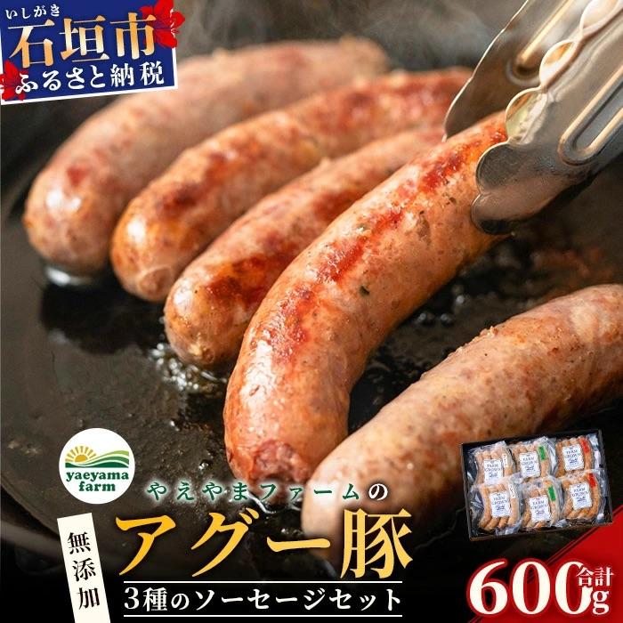 ふるさと納税 石垣市 やえやまファームのアグー豚(F1種) 南ぬ豚 無添加あらびきソーセージ 3種味わいセット