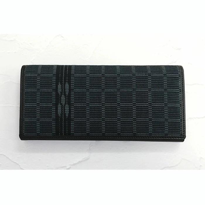 ふるさと納税 石垣市 AZ-54-1 みんさー織 長財布牛革(楕円ヒチガーラ ブラック)