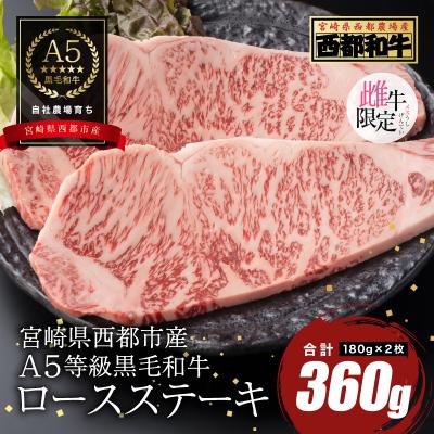 ふるさと納税 西都市 [A5等級黒毛和牛]ロースステーキ 2枚(180g×2)宮崎県産 カミチクファーム[2706]