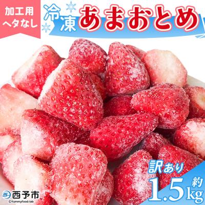ふるさと納税 西予市 <冷凍いちご あまおとめ 約1.5kg 加工用 ヘタなし> 国産 アマオトメ 朝採り 朝採れ サイズ