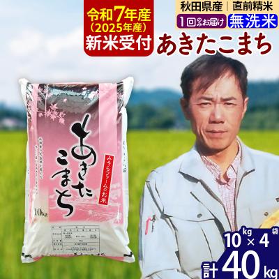 ふるさと納税 北秋田市 R7年産 新米受付 秋田県産あきたこまち40kg[無洗米]1回のみお届け|msrf-31101