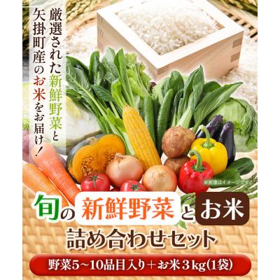 ふるさと納税 矢掛町 旬の新鮮野菜とお米詰め合わせセット 野菜5〜10品目入 青空市きらり[30日以内に出荷予定]