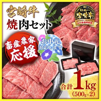 ふるさと納税 西都市 [お中元ギフト][宮崎牛]焼肉セット1kg!! 4級以上ミヤチク<畜産農家応援>[3014]