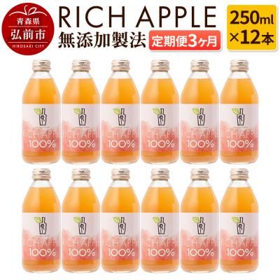 ふるさと納税 弘前市 [定期便3ヶ月]RICH APPLE 無添加 りんごジュース12本セット|24_gnk-021203