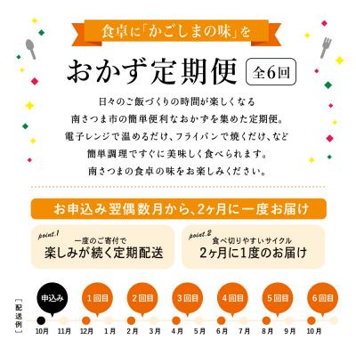 ふるさと納税 南さつま市 おかず定期便(全6回)偶数月◆2ヶ月に1度◆ハンバーグ ローストビーフ 角煮 煮魚 ビビンバ 惣菜 |  | 01