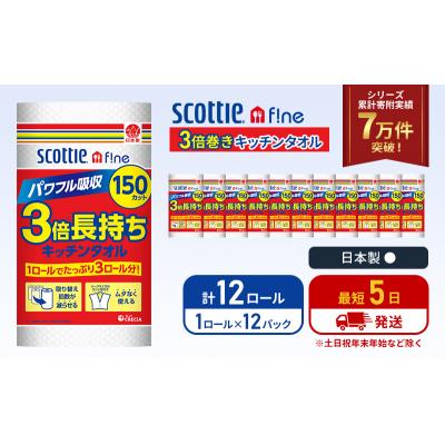 ふるさと納税 岩沼市 キッチンペーパー 12P入 キッチンタオル スコッティ 3倍150カット