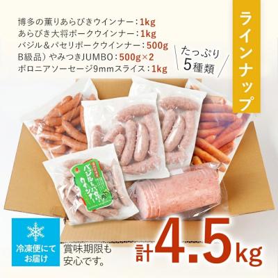 ふるさと納税 古賀市 訳あり!特盛!ソーセージ食べ比べまんぷく福袋 合計4.5kg |  | 01