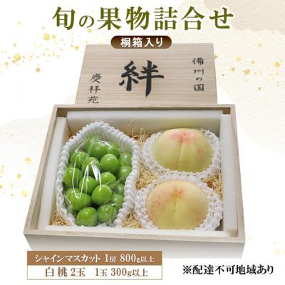 ふるさと納税 赤磐市 シャインマスカット(特秀) 1房 800g以上 白桃 2玉 1玉300g[NO5765-1272]