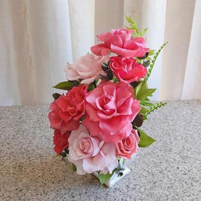 ふるさと納税 名古屋市 プリザーブドフラワー・bell薔薇(クリアケース入り) ピンク系