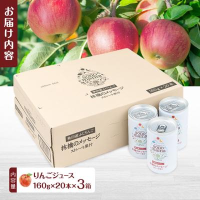ふるさと納税 羽後町 りんごジュース「sonomama」(160g×20本)×3箱[No.5325-0350]の画像