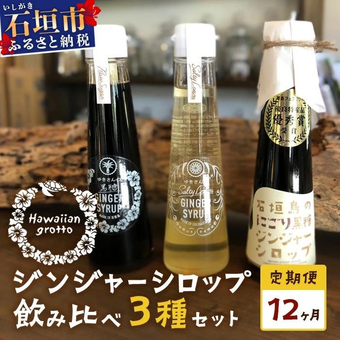 ふるさと納税 石垣市 [12カ月定期便]ジンジャーシロップ3本セット飲み比べ 12ヶ月 定期便