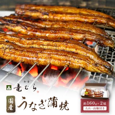 ふるさと納税 名古屋市 [炭火・職人手焼き] 国産うなぎ蒲焼 約160g×2尾・たれ・山椒 和食竜むら