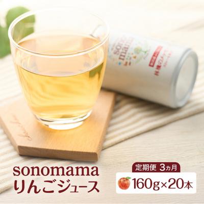 ふるさと納税 羽後町 [定期便3ヵ月]りんごジュース「sonomama」(160g×20本)