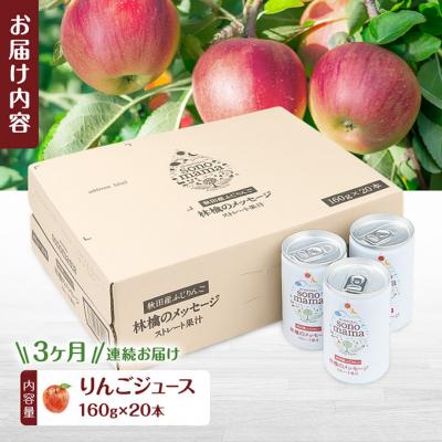 ふるさと納税 羽後町 《定期便3ヵ月》りんごジュース「sonomama」(160g×20本)[No.5325-0358]の画像