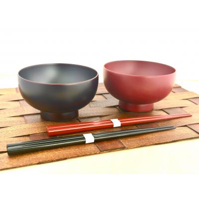 ふるさと納税 湯沢市 川連漆器 箸付夫婦坪汁椀(銀朱・銀溜)紙箱入[H2-5502]