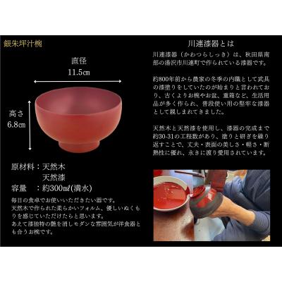 ふるさと納税 湯沢市 川連漆器 箸付夫婦坪汁椀(銀朱・銀溜)紙箱入[H2