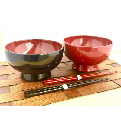 ふるさと納税 湯沢市 川連漆器 箸付夫婦そば椀(黒内朱・皆朱)紙箱入[N4-5501]