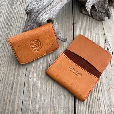 ふるさと納税 東広島市 [広島ジビエレザー×広島東洋カープ]東広島産鹿革使用 名刺入れ/カード入れ ヴィンテージキャメル