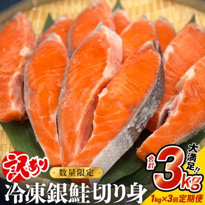 ふるさと納税 石巻市 [訳あり]冷凍 銀鮭 切り身 1kg × 3回 定期便 鮭切身 シャケ サーモン 塩鮭