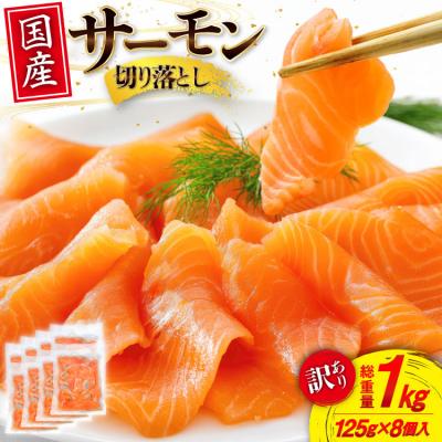 ふるさと納税 気仙沼市 訳あり 国産 サーモン 切り落し おさしみ用 125g×8p 計1kg 個包装 