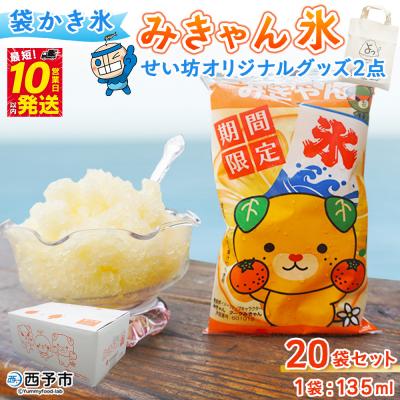 ふるさと納税 西予市 みきゃん氷 せい坊オリジナルグッズ かき氷 みかん味 オレンジ味 135ml 氷菓 シャーベット