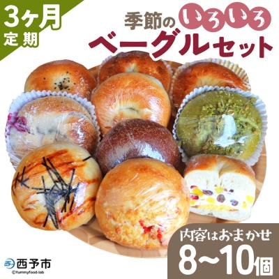 ふるさと納税 西予市 &lt;季節のいろいろベーグルセット(おまかせ 8〜10個)&gt; 通常 3カ月定期便 プレーン