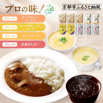 ふるさと納税 京都市 プロ仕様 レトルト詰め合わせ ビーフカレー3個 コーンポタージュ2個 他