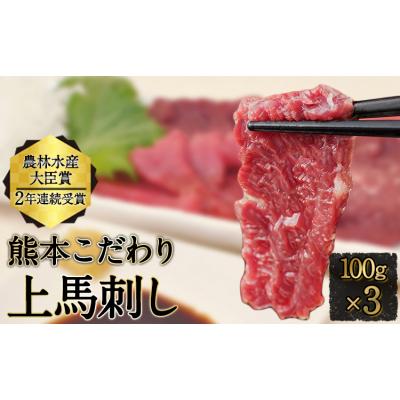 ふるさと納税 氷川町 馬刺し 上赤身 ブロック 熊本肥育 たれ付き100g×3[3-7日以内に出荷予定(土日祝除く)]