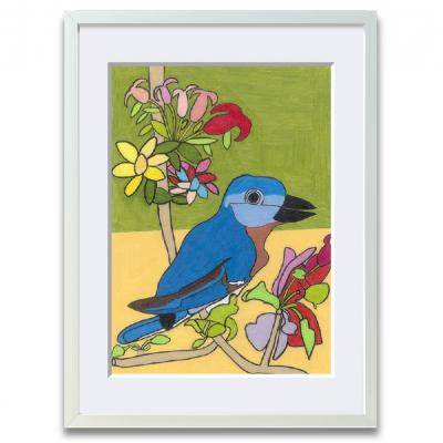 ふるさと納税 渋谷区 アート作品「りんごの花とルリビタキ」(小) [169008]