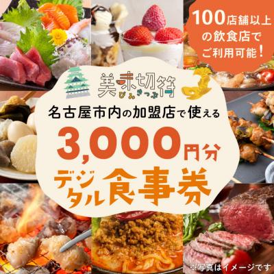 ふるさと納税 名古屋市 名古屋市内の飲食店で使えるデジタルお食事券 「美味切符」 3,000円分