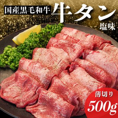ふるさと納税 小松島市 国産 牛タン 薄切り 500g 塩味 冷凍 特選 黒毛和牛 焼肉 BBQ 国産