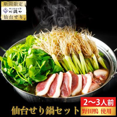 ふるさと納税 名取市 [期間限定][10月上旬以降より順次出荷]野田鴨で食す仙台せり鍋セット2、3名盛り