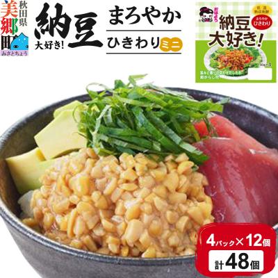 ふるさと納税 美郷町 ヤマダフーズ 納豆大好きまろやかひきわりミニ4パック×12個(計48個)|01_ymf-194801