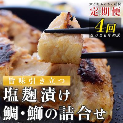 ふるさと納税 大月町 [定期便 4回]塩麹に漬け込んだタイ&amp;ブリ