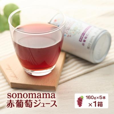 ふるさと納税 羽後町 赤葡萄ジュース「sonomama」(160g×5本)×1箱