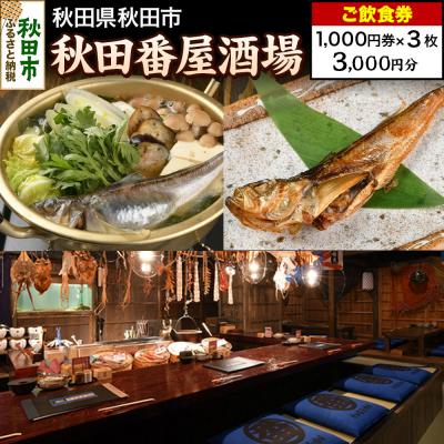 ふるさと納税 秋田市 「秋田番屋酒場」ご飲食券 1,000円券 3枚セット|15_drl-100301